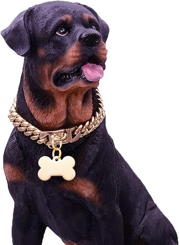 Miniatura 42 de Collar de perro de acero inoxidable, collar de joyería de bulldog con encanto, impermeable, oro rosa, negro, plata, resistente, collar de perro