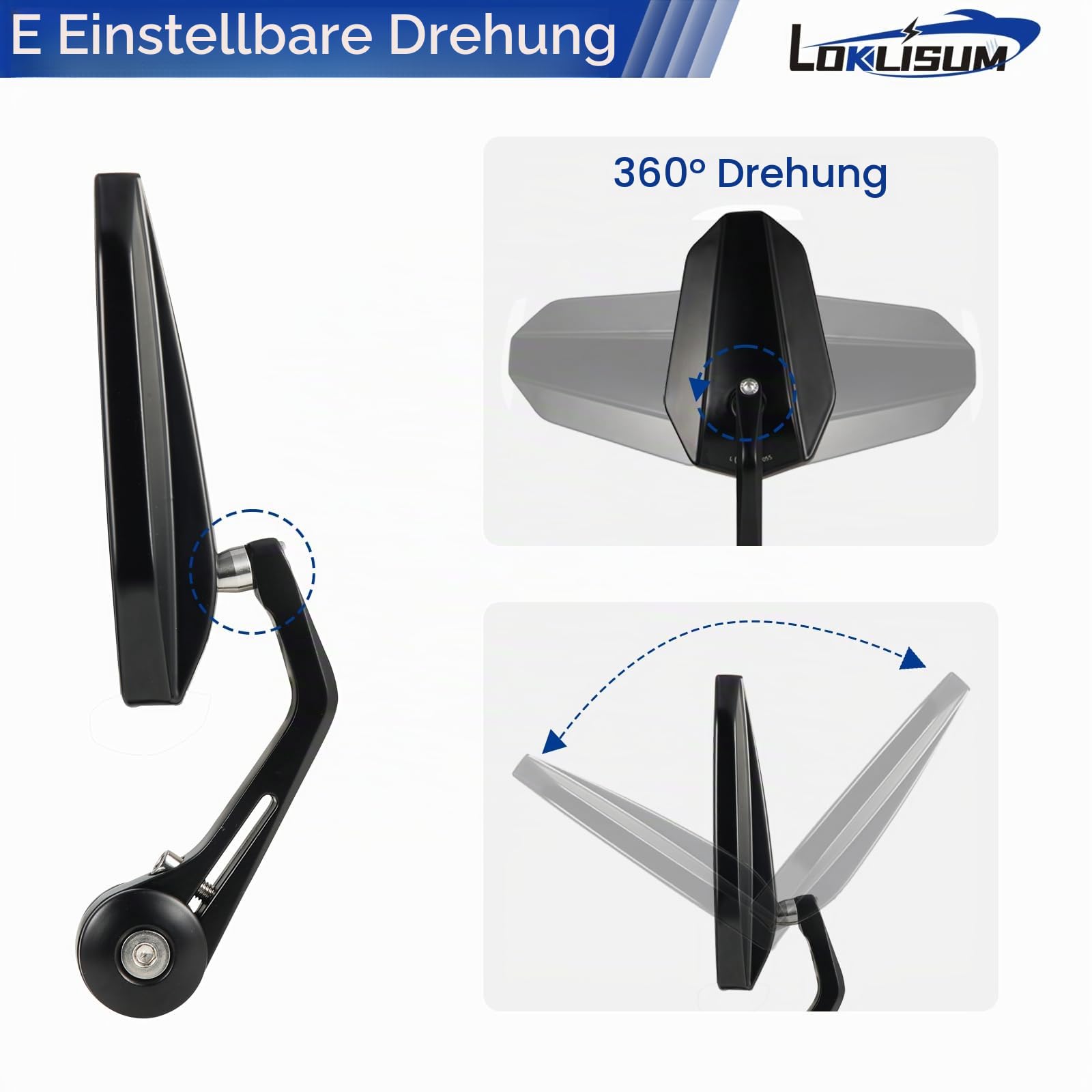 Motorrad Spiegel E-geprüft, 2 PCS Lenkerendenspiegel Motorrad Rückspiegel, 7/8" 22mm Seitenspiegel Kompatibal mit Yamaha MT125 MT03 MT07 MT09 MT10 XSR700 XSR900 FZ1 FZ6 FZ07 (Rhombus)