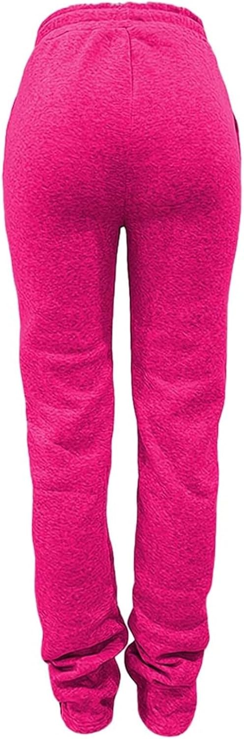 ZYXTIM Women's Y2K Stacked Pants Fleece Lined Thicken Warm Casual Sweatpants High Waisted Snow Active Workout Joggers Pants