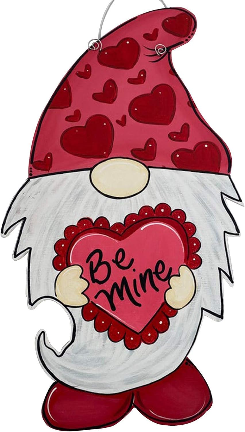 Maxsafe Gnome Be mine Wooden Hanging With Sticker brown rope for hanging-Valentines day Decoration-Decoration For wall door 35x19 cm