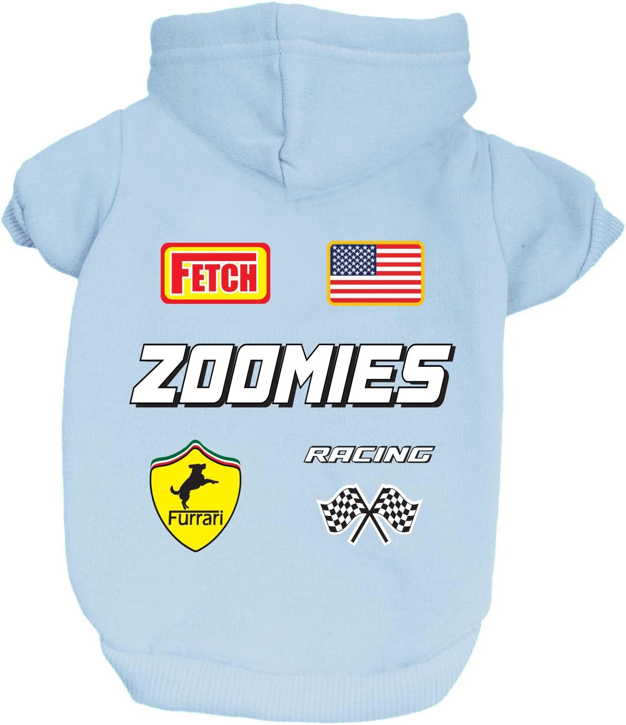 Zoomies Race Car Driver Costume Dog Hoodie | Fleece Lined |Leash Hole| Pit Crew | Chechered Flag | Fast|Cream, 4X-Large 1500