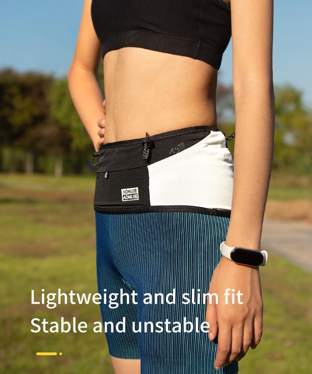 AONIJIE Running Belt Wide Fanny Pack with Zipper, Phone Holder for Running Race Marathon Workout, Moisture Wicking Waist Storage Belt for Women Men (Large)