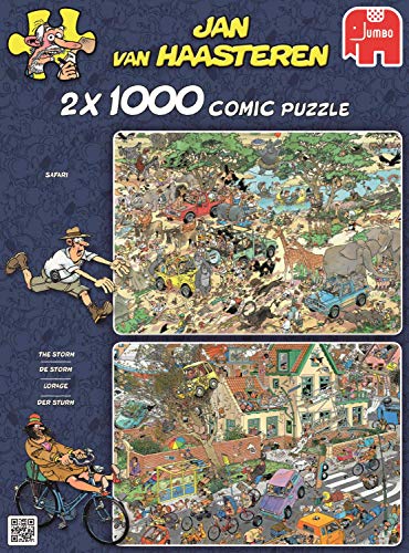Jumbo Spiele Jan van Haasteren Puzzle 2x 1000 Teile - Der Sturm + Die Safari – 2 in 1 - ab 12 Jahren – Comic Puzzle – Bild 5