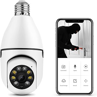 3M Temflex 1080P 360°Rotate Auto Tracking Panoramic Camera Light Bulb Night VisionWireless for WiFi PTZ IP Cam Remote Viewing Security E27 Interface Home Security Webcam Two Way Voice