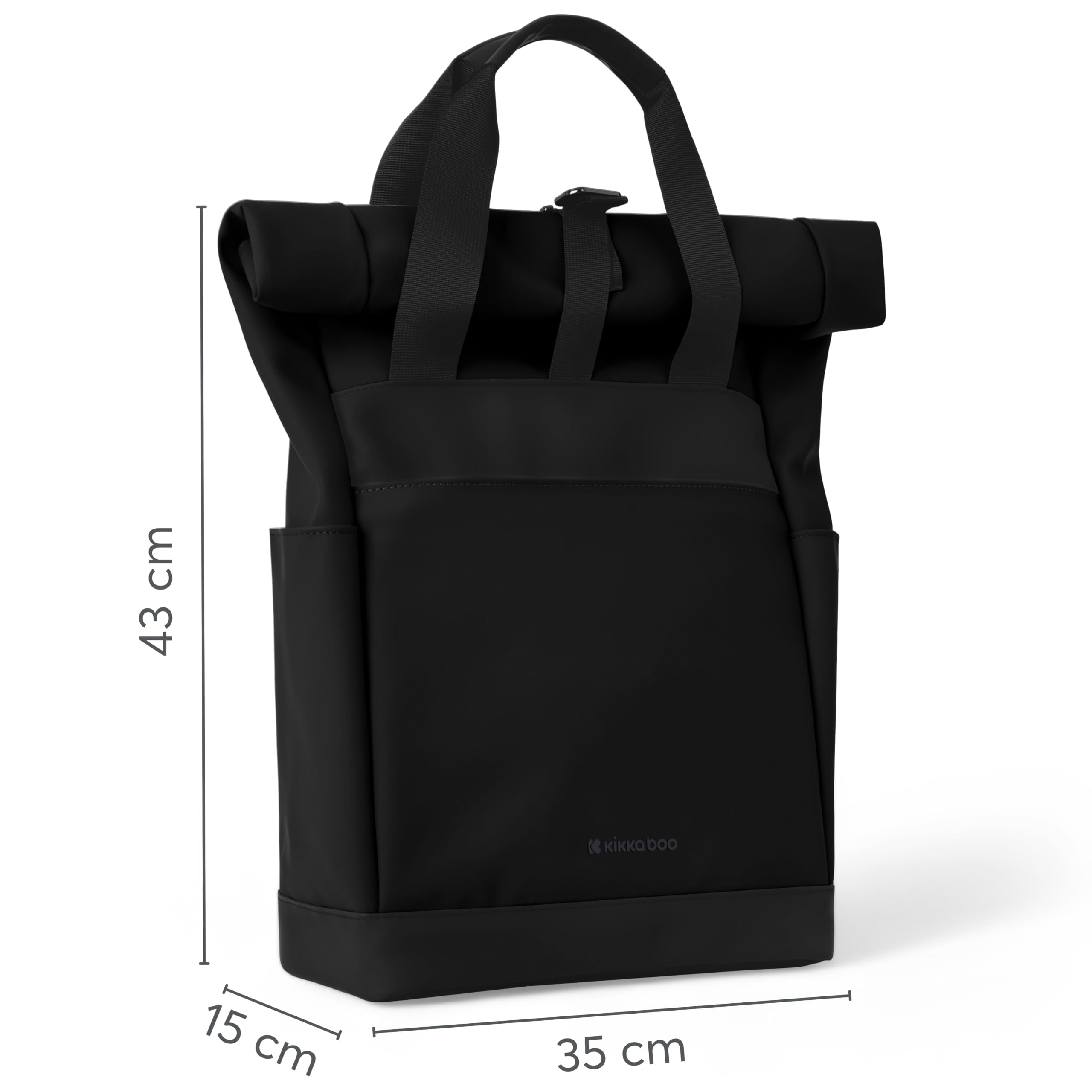 Sac à langer KikkaBoo sac à dos CERISE, sac maman, clips pour poussette, grande capacité, matelas à langer portable, poche thermique, poche étanche, multi-poches, noir