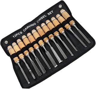 12 Piece Carbon Steel Wood Carving Knife Set with Wooden Handles