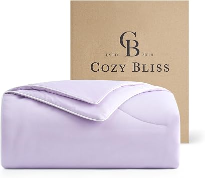 Cozy Bliss Cooling Comforter King Size, Reversible Lightweight Cooling Blankets for Hot Sleepers and Night Sweats, Q-Max>0.45 Soft Breathable Silky Smooth Summer Comforter, Lavender Purple, 106"x90"