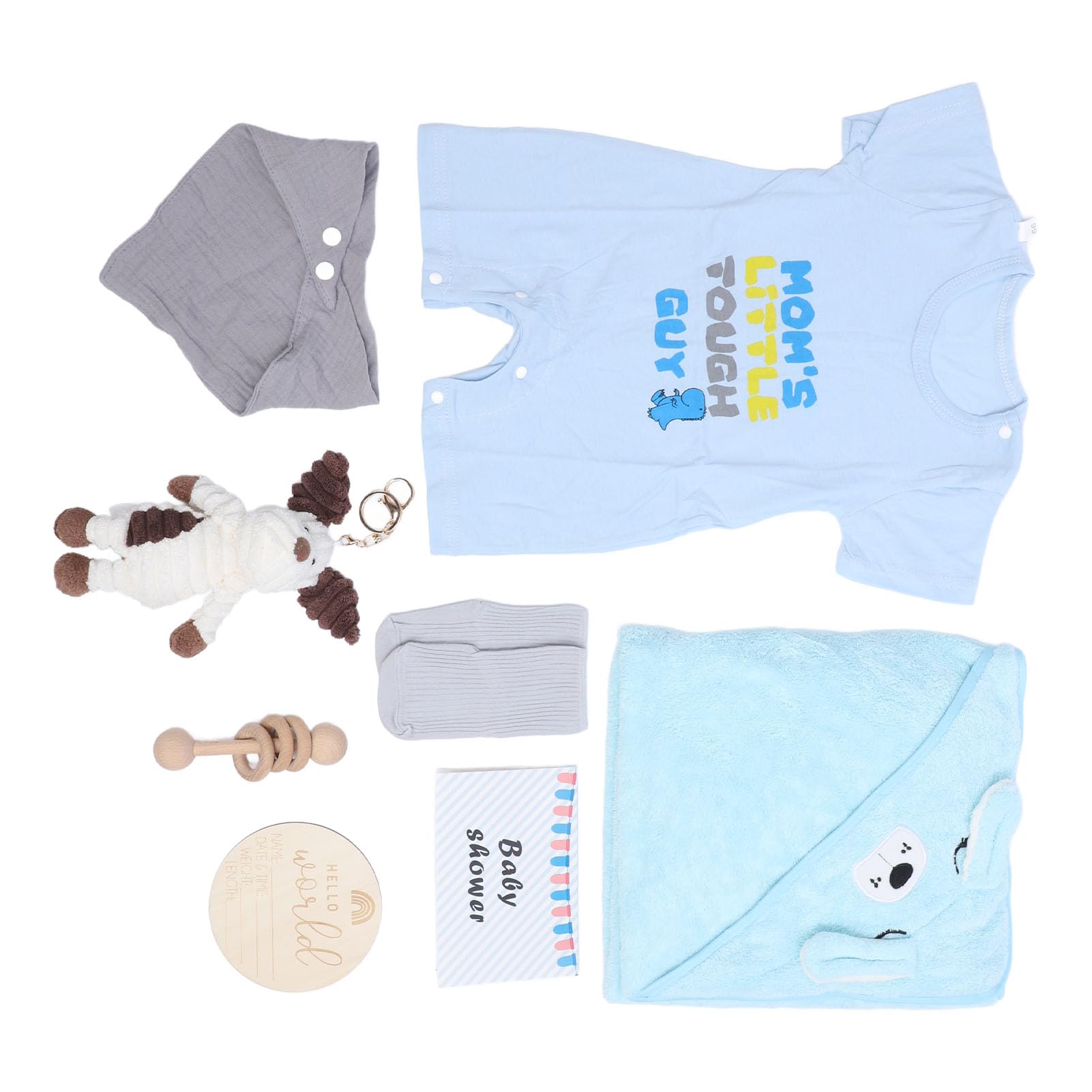POENVFPO Conjunto de Regalos para bebé Recién Nacido, Ropa, Baberos, Muñeca, Toalla de Baño, Sonajero, Cesta de Regalos para Baby Shower para Nuevas Mamás (BLUE)