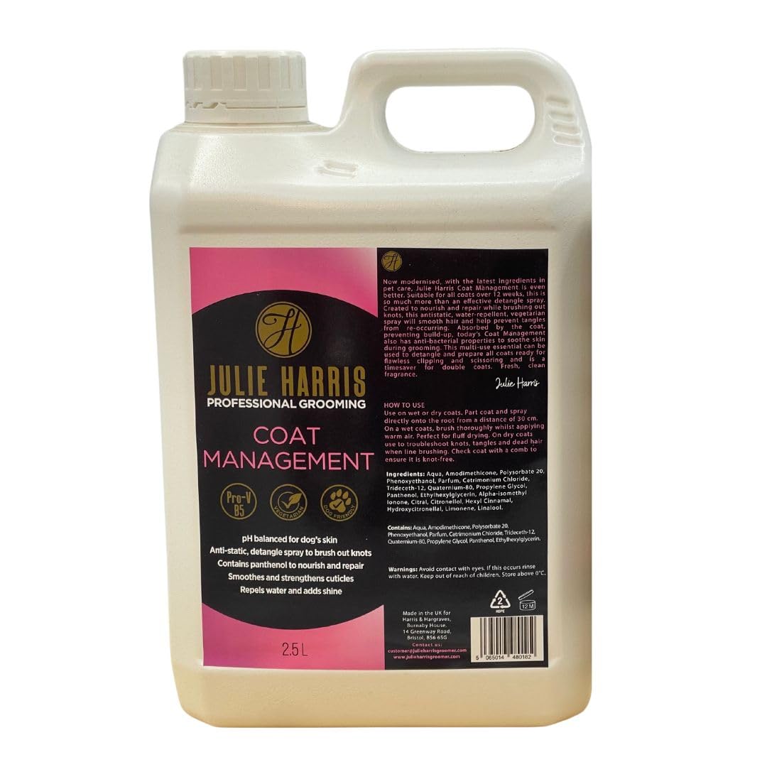 Julie Harris Professional Grooming Coat Management Detangle Spray Refill | For Dogs | 2.5L | A Favourite Of Grooming Professionals