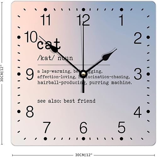 Miniatura 141 de Reloj de pared cuadrado de PVC con definición de contador, refranes motivacionales, reloj de pared grande, descripción de la palabra, 12 pulgadas