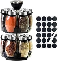 Kylinbigda 360° Rotating Spice Rack Organizer with 12 Jars - Countertop Tower for Easy Kitchen Storage & Fresh Spices