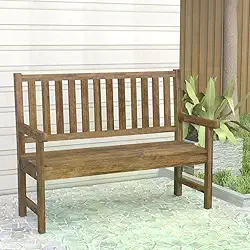 Banco de Jardim Rústico de Madeira 2 Lugares com Encosto Móveis Meneghetti Envelhecido