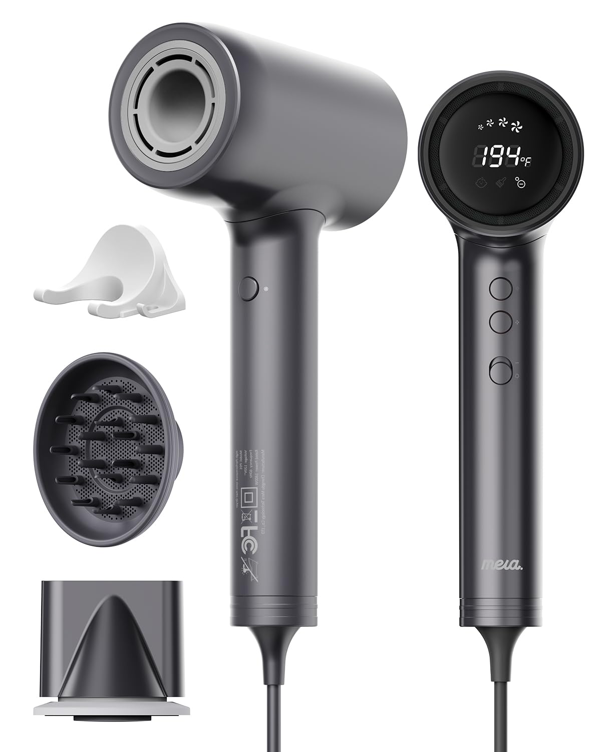 Professional Ionic Hair Dryer for Women with Magnetic Diffuser, mera ProMax, Fast Drying Ions Blow Dryer for Weight Lover, One Button Cooling Mode, cUL Certificate, High Speed Quiet Hair Blower