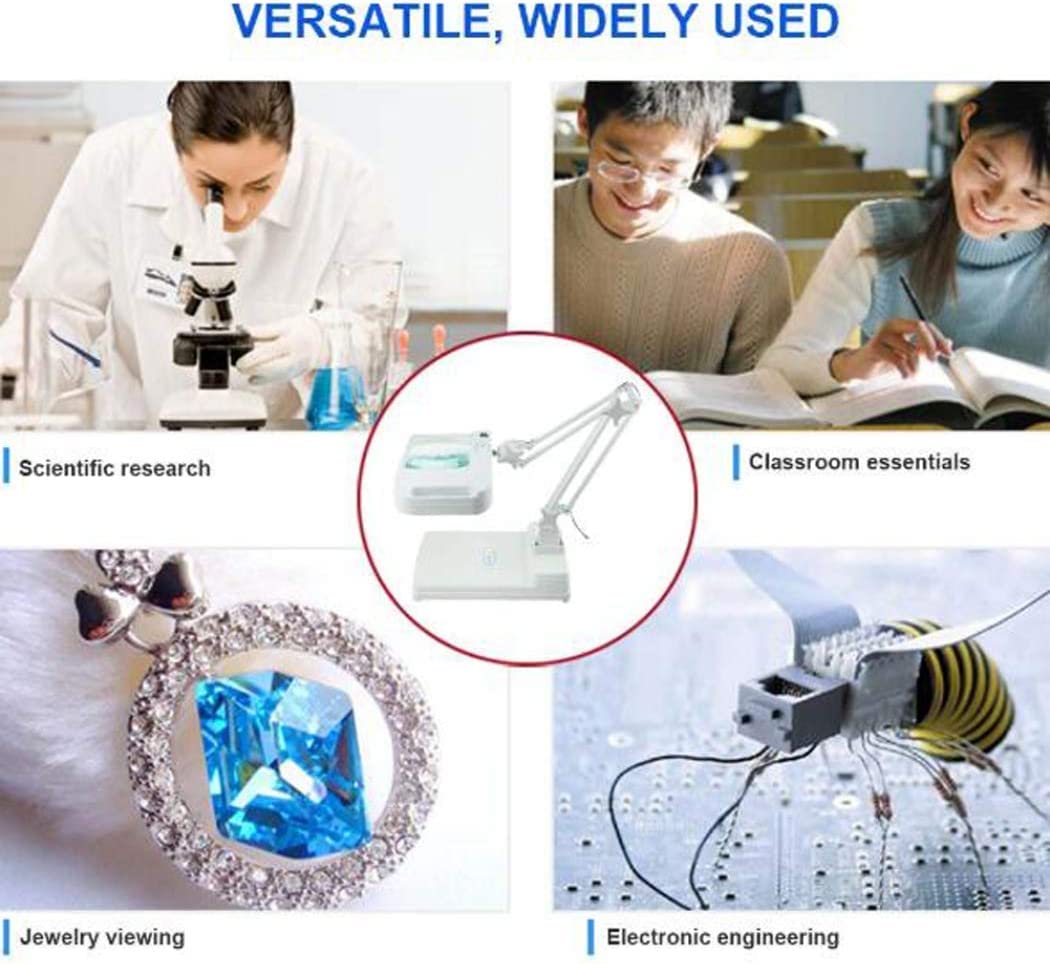 Lupa, Lupa de Escritorio LED 2 en 1 con Lente de 125 mm 5X 10X, luz Brillante, Herramienta de Aumento, Herramientas de reparación, Lupa, para Lectura, Manualidades, Trabajo, Reloj