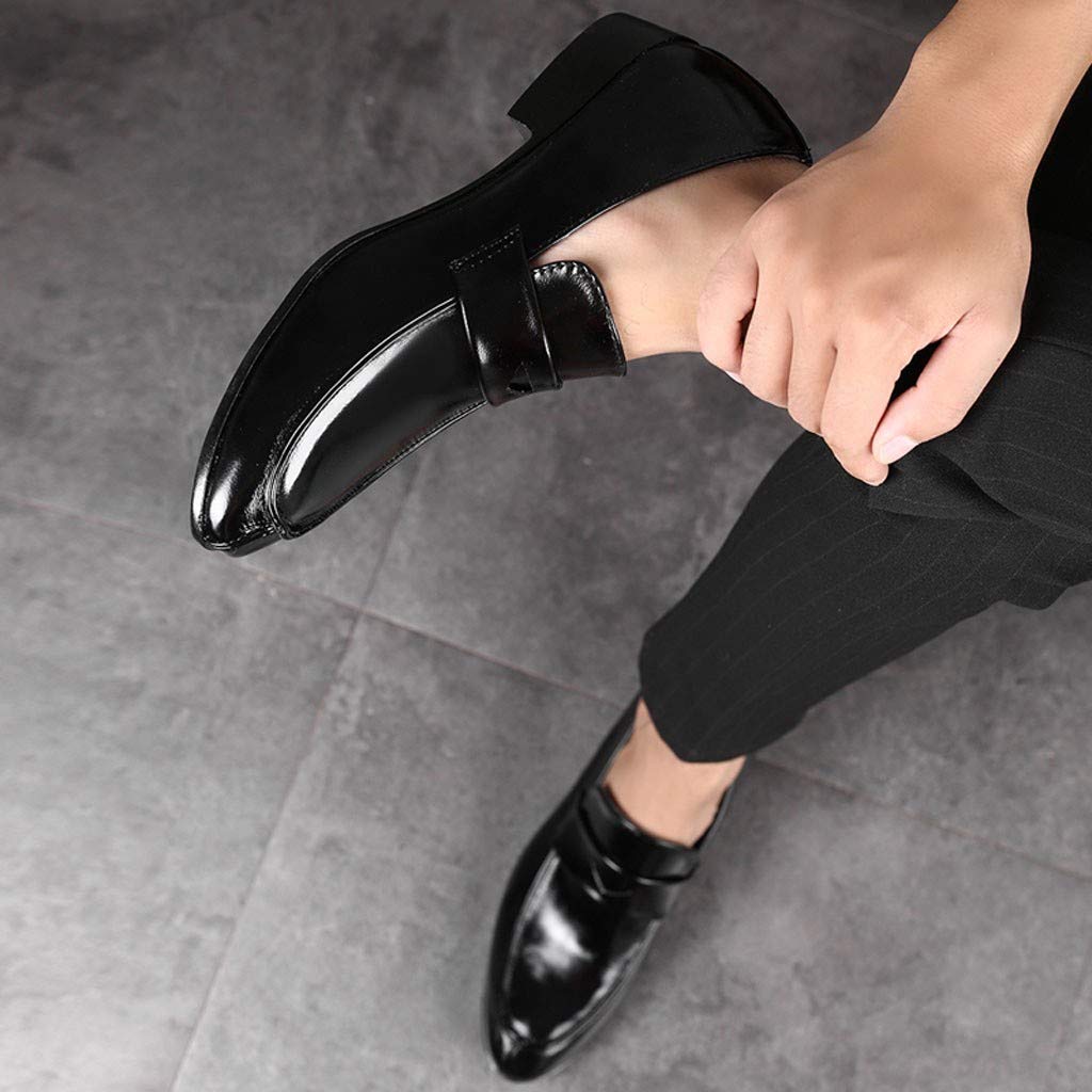 Mocasines de piel sintética para hombre, anchos, formales, zapatos de vestir, zapatos de traje, zapatos de punta puntiaguda, zapatos de negocios, suela baja, mocasines suaves y cómodos para uso diario