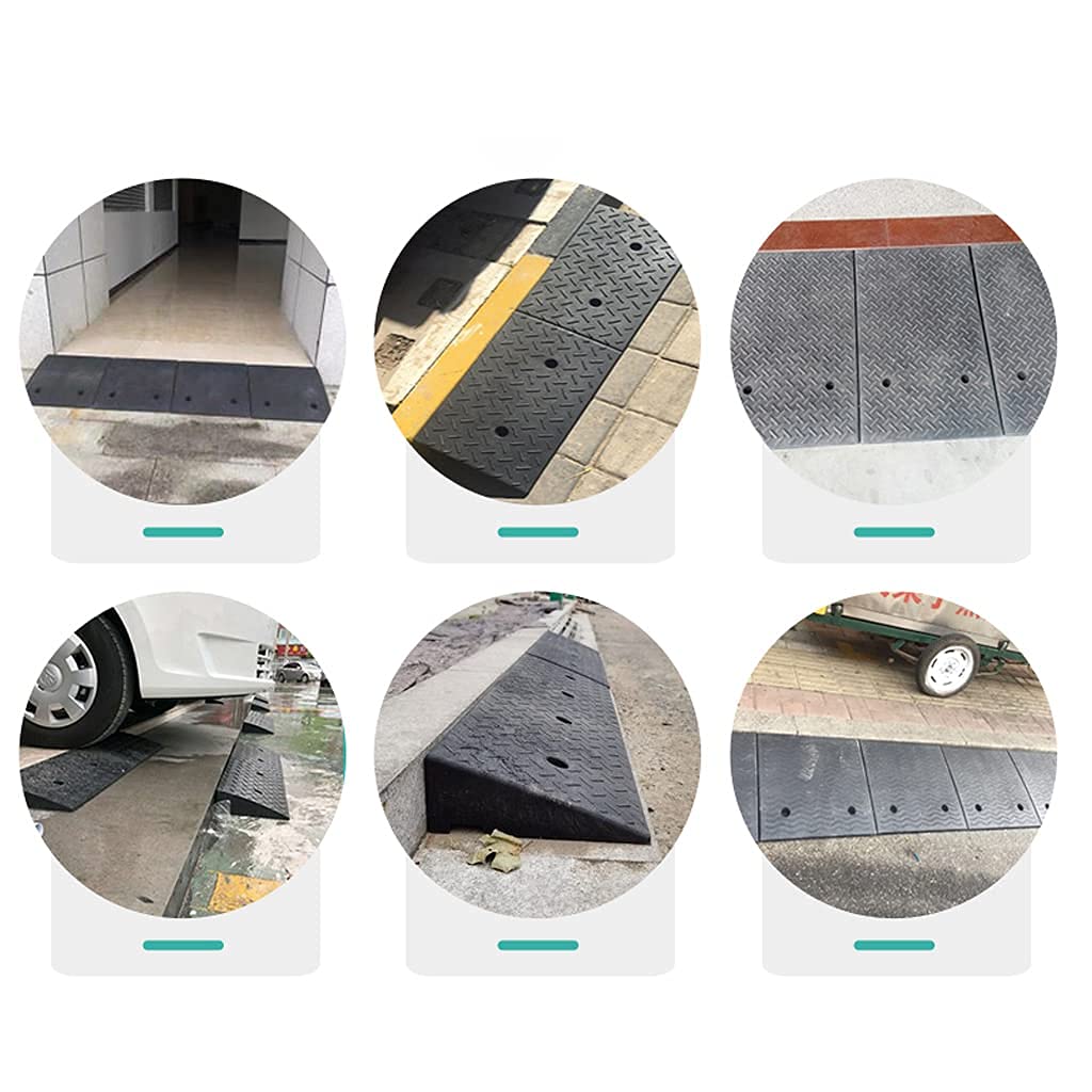 Rampa de umbral de goma para silla de ruedas con tiras reflectantes, rampa de bordillo resistente para coche, entrada, muelle de carga, almohadilla de escalones de elevación de 7 a 15 cm