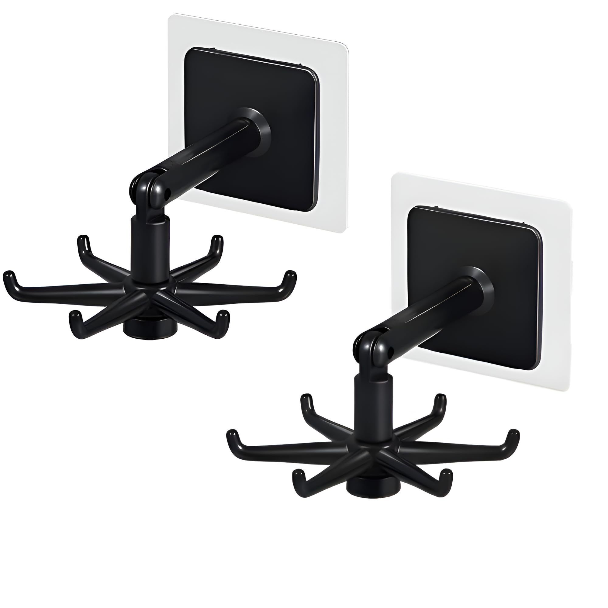 AADHYA HOMIES 360° Rotating Swivel Adhesive Hooks – Heavy Duty No-Drill Utility Wall Hangers for Towel, Keys, Accessories – Pack of 2