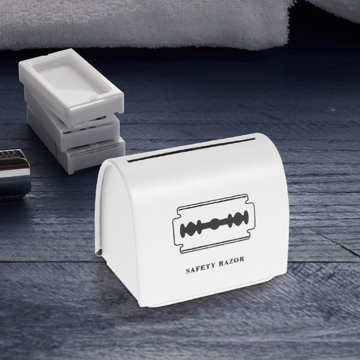 2 Pcs Shaver Disposal Container Tinplate Portable Case for Hair Salon