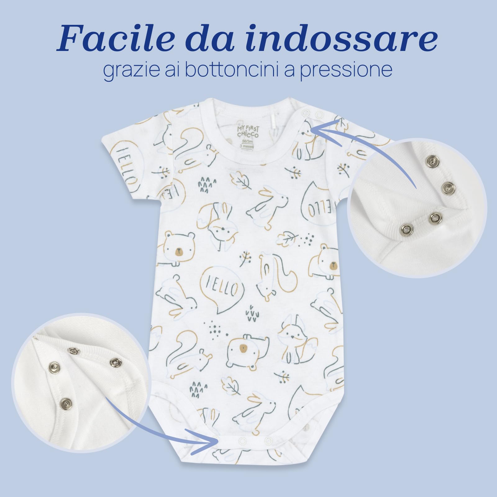 Chicco Bimba 0-24 Set di 5 Body a Maniche Corte | a Maniche Corte 100% Cotone NOS_1