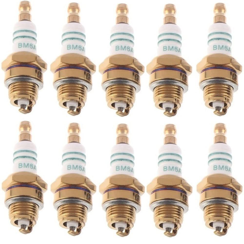 Bujías 5 piezas/10 Piezas Bm6a Bujía incandescente Bujía estándar Bm6a Reemplazo para Motor pequeño para Motosierra de 2 Tiempos y cortacésped