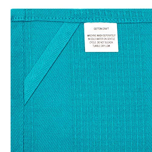 Cotton Craft 12 Pack Multicolor Kitchen Towels 16X28 Inches- Pure Cotton, Absorbent Waffle Weave #TOP7