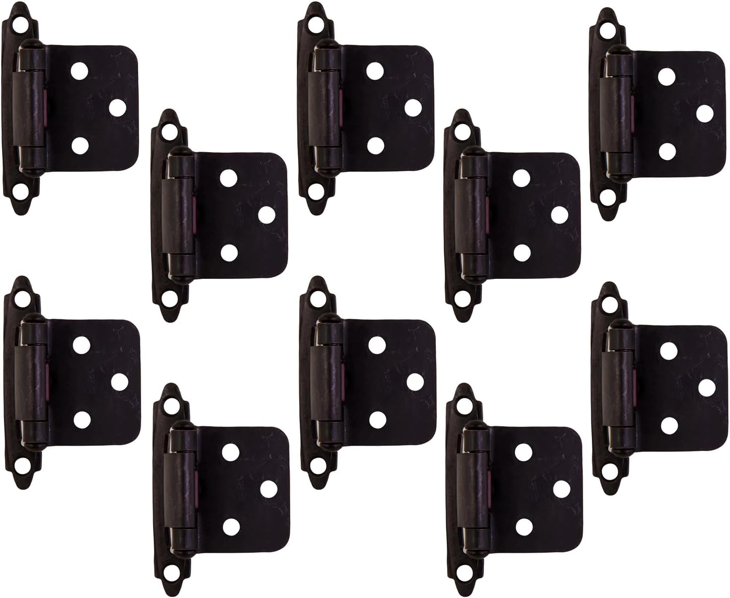 Cabinet Hinges 10-Pack - Oil Rubbed Bronze Overlay - Kitchen & Bathroom Hardware