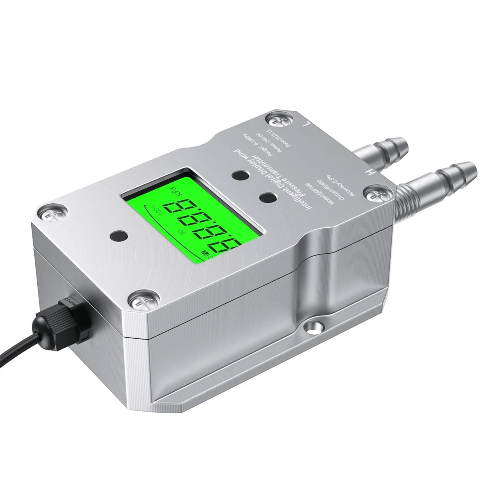 Transmisor de presión diferencial LCD digital 4-20 mA, transductor -30-30 kPa, sensor gas Alta precisión(0-300Pa)