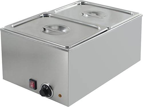 Miniatura 7 de CMI - Calentador de alimentos comercial, calentador eléctrico de sopa, tamaño de 20 x 12 pulgadas, Bain Marie de acero inoxidable, calentador de