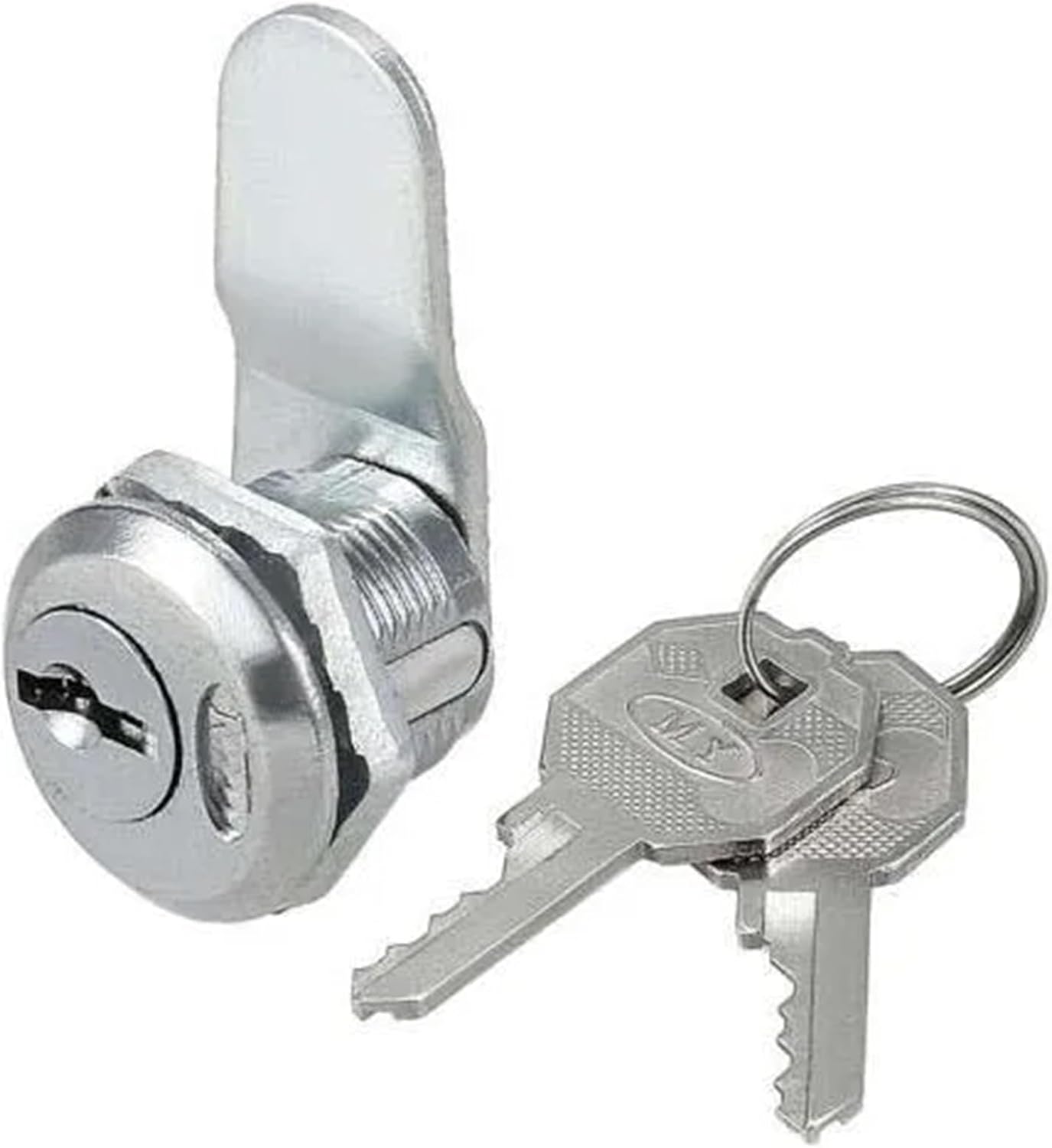 5/8 Inch Cylinder Zinc Alloy Chrome Finished Offset Cam Lock with Key Keyed Different 1Pcs