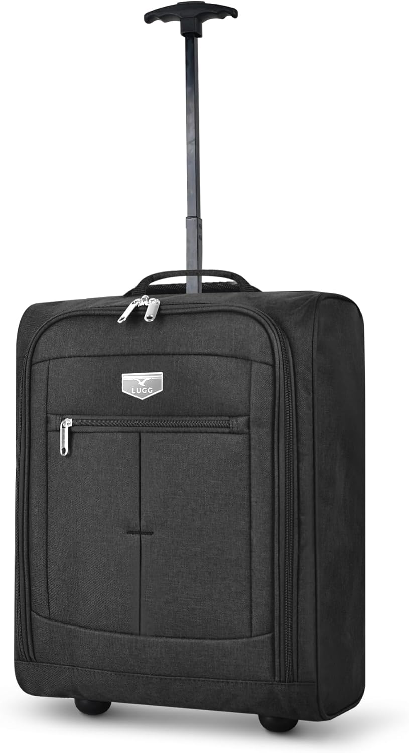 KEPLIN Cabin Approved Lightweight Travel Bag with Wheels, Hand Luggage Suitcase Trolley, Carry on Case, Flight Bag (Black)