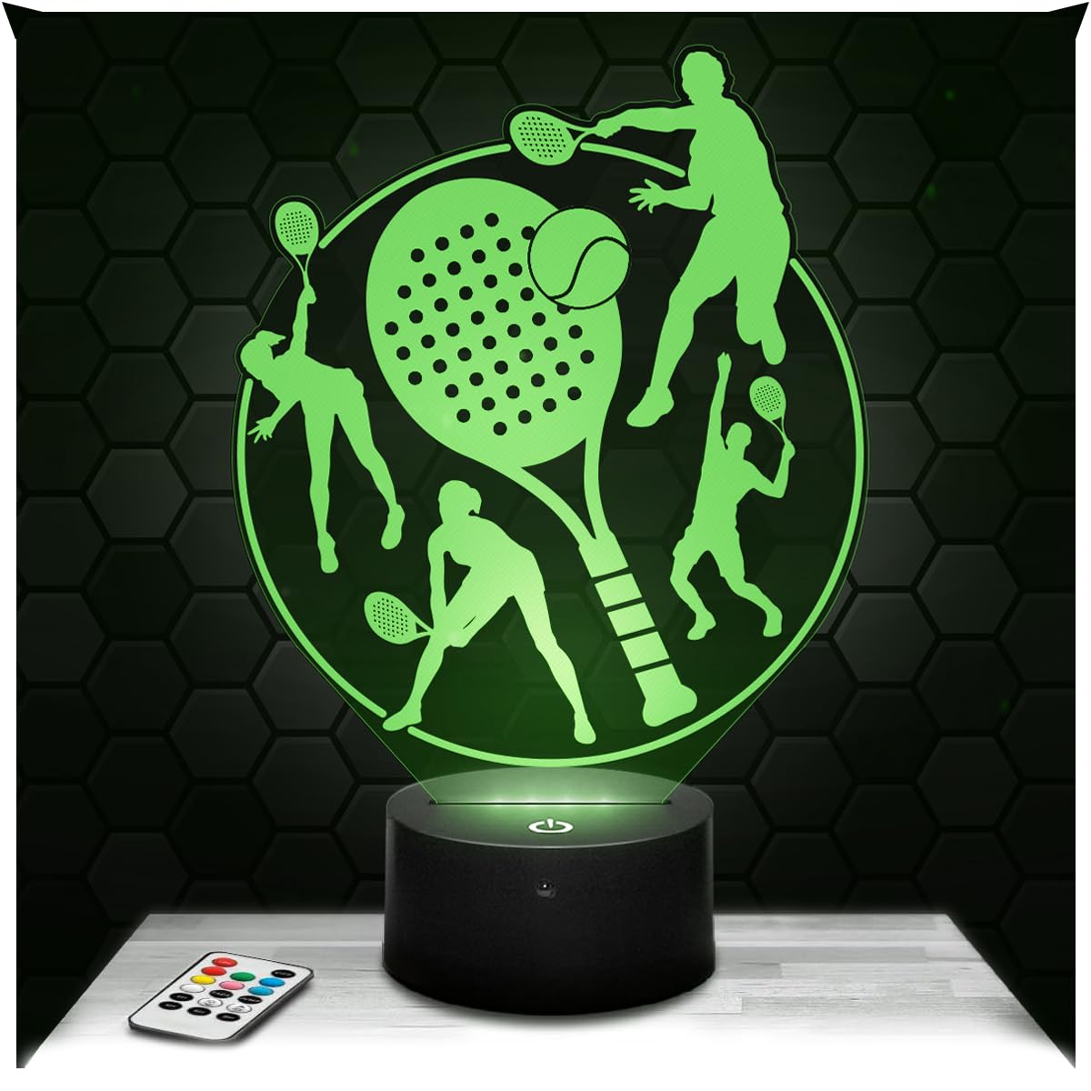 Lampephoto.fr - 3D Padel Sport Competition Lamp Touch LED Night Light, 3D Hologram Effect, Christmas Birthday Gift Idea for Men Women, Bedroom Decoration Object