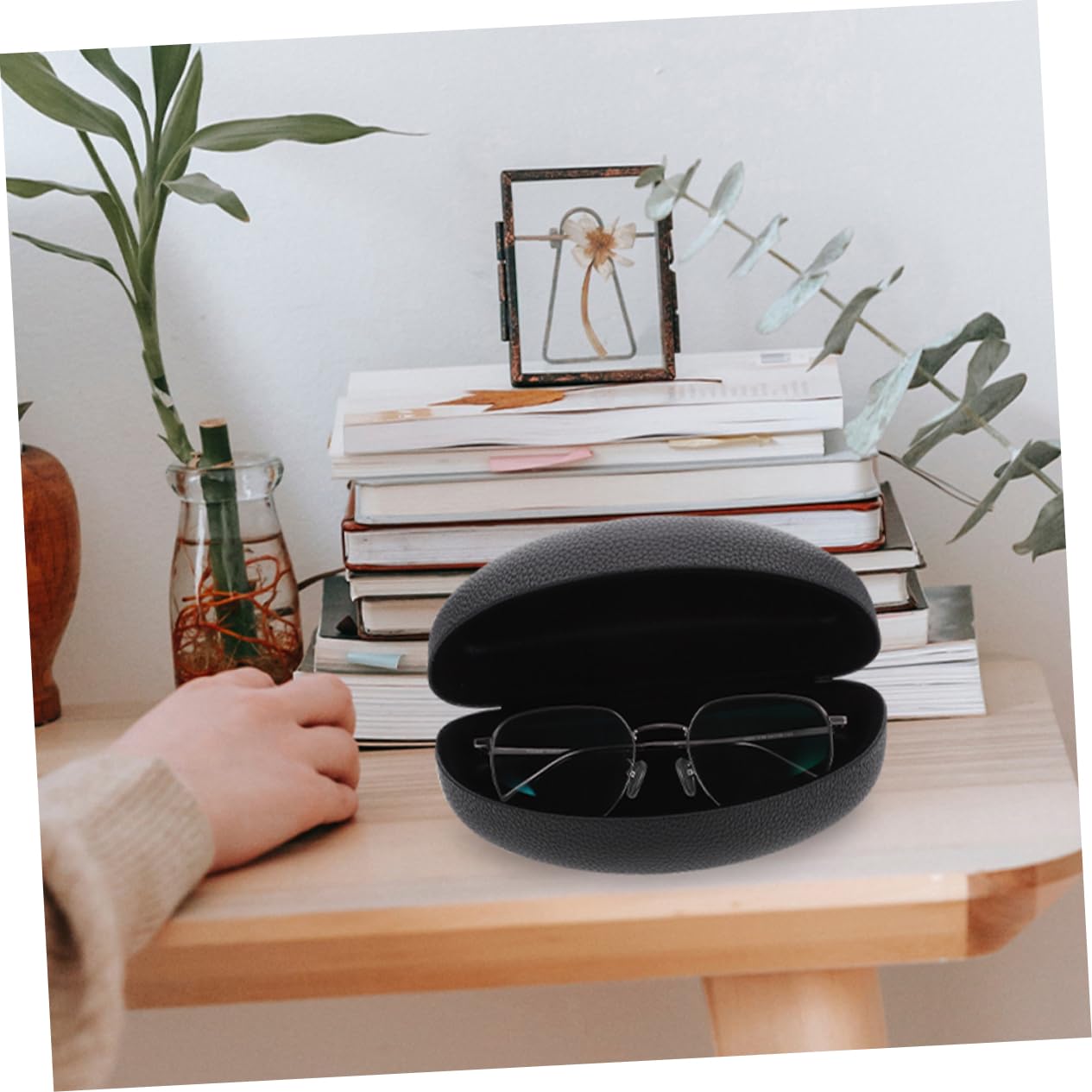 FOMIYES Étui à Lunettes De Soleil Étui Rigide Pour Lunettes De Soleil Porte-lunettes De Soleil Étui De Rangement Pour Lunettes De Soleil Récipient à Verres Black Feuille De Fer
