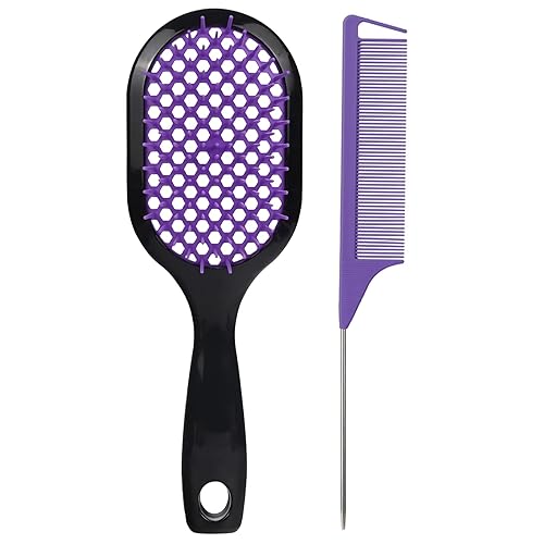 Miniatura 1 de Cepillo desenredante para desenredar el cuero cabelludo, cepillo húmedo para masaje del cuero cabelludo, con peine profesional de cola de rata de