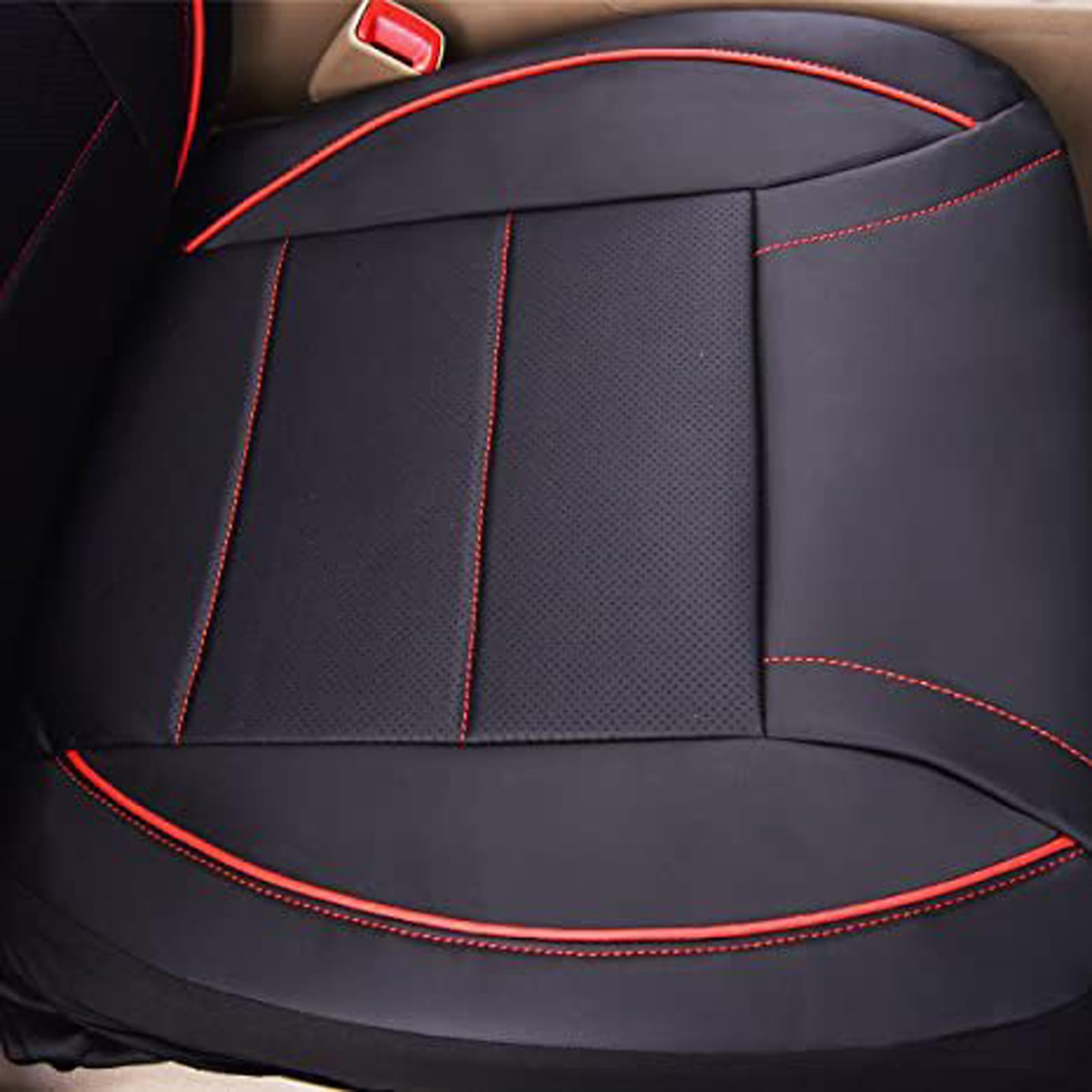 Shkalacar Fundas Universales para Asientos de Automóvil, 9 Protectores de Asientos Cuero PU con Tela Transpirable y Compatible con Airbag, para la Mayoría los Vehículos (Roja)