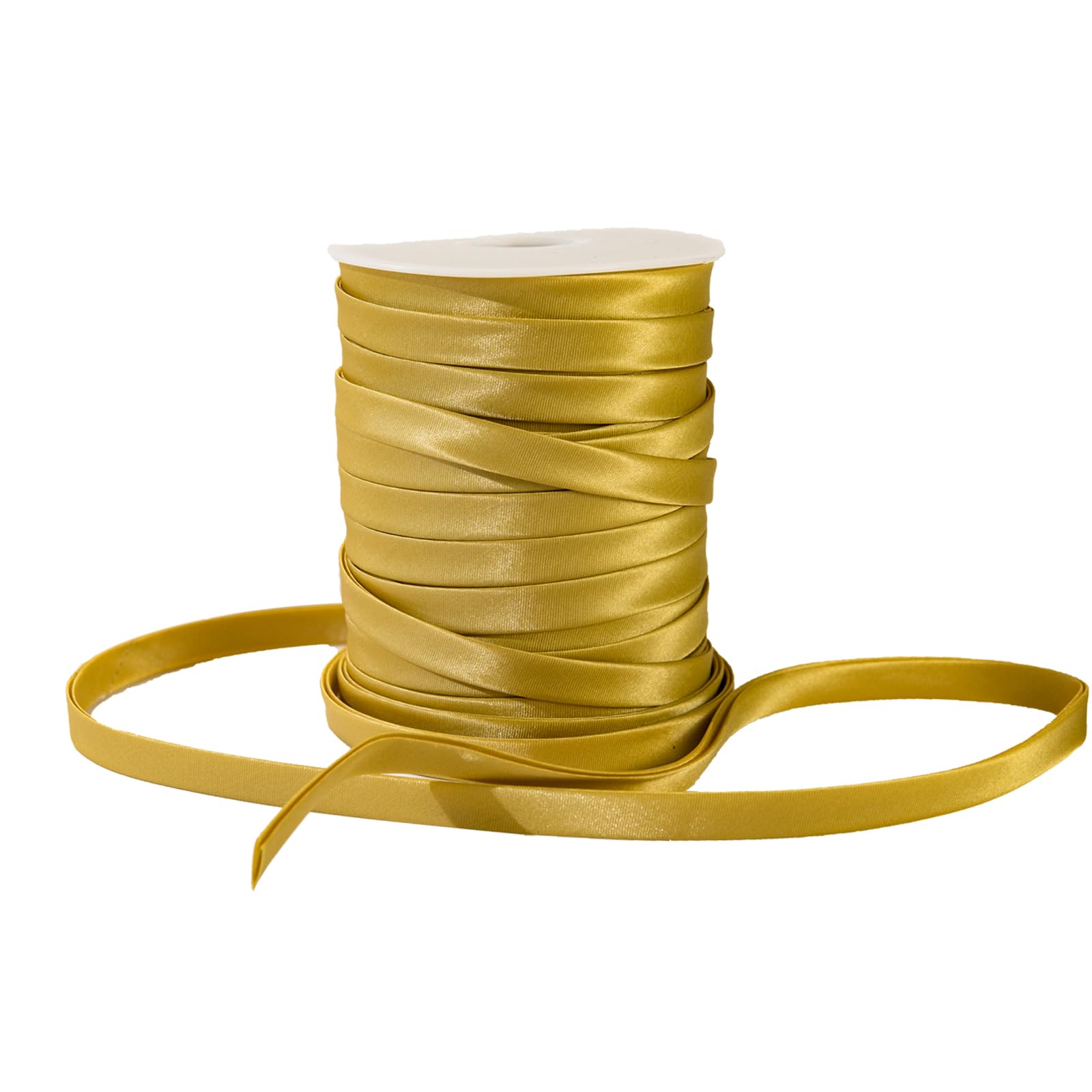 Photo 1 of [55 Yards] Double Fold Bias Tape 1/2 Inch (12mm) - Polyester Sewing Binding Tape for Quilting, Blanket Edging, Garment Hemming - Pre-Folded Edge Trim for Fabric, Pillow, Purse, Metallic Gold