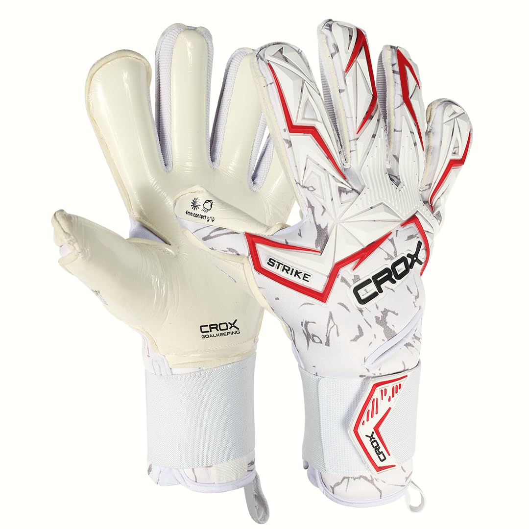 CROX Strike Goalkeeper Gloves – Hybrid Cut GK Gloves with Removable Finger Spines Contact Grip German Latex Goalie Gloves Football Goalkeeping Gloves (Strike United, SIZE 11, Ambidextrous)