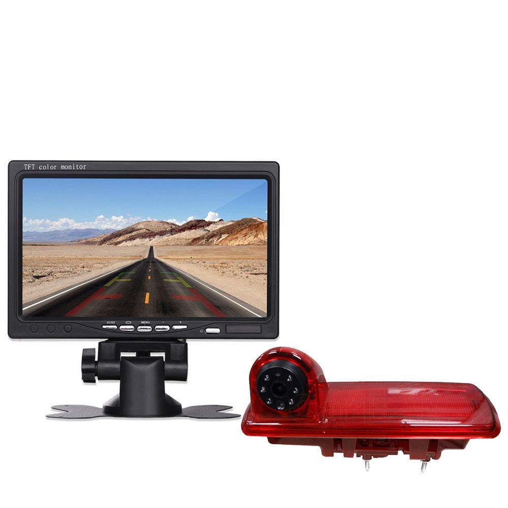 7-calowy monitor TFT LCD do wszystkich samochodów + trzeci uchwyt na dachu lampa hamulcowa HD do kamery cofania do Fiat Talento, Nissan NV300, Renault Traffiic, Nissan Primastar, Opel, Vauchall Vivaro