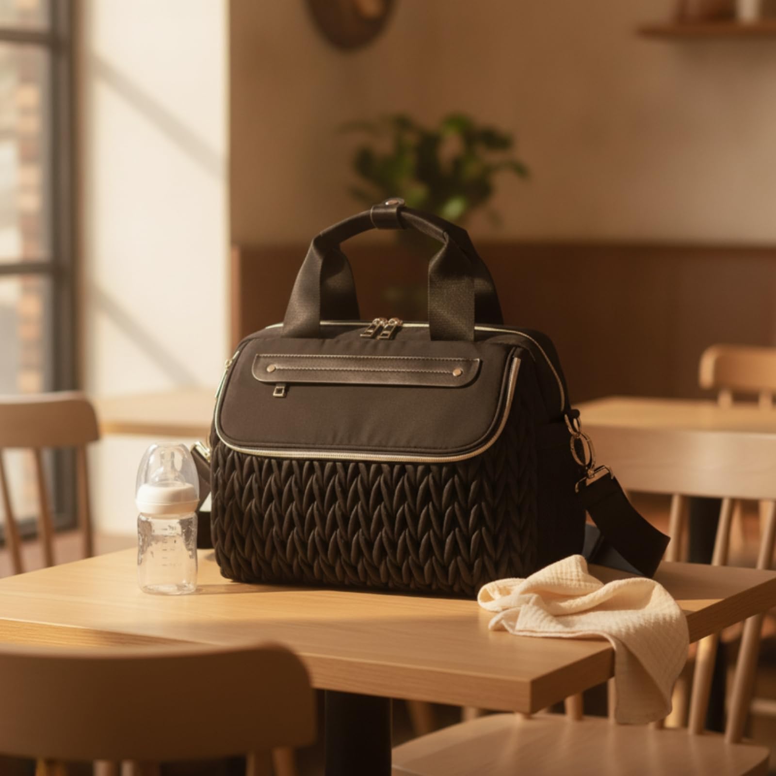 Borsa Cambio con Fasciatoio Impermeabile Borsa con Fasciatoio Trapuntata per Genitori, Array, Marrone