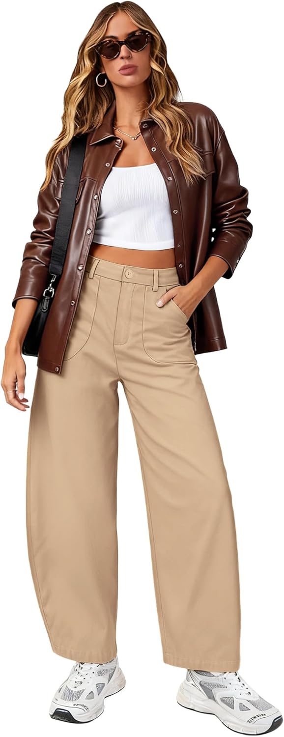 Womens Cotton Pants Casual Capri Baggy Wide Leg Trousers Palazzo Pants for Women with Pockets - Image 4