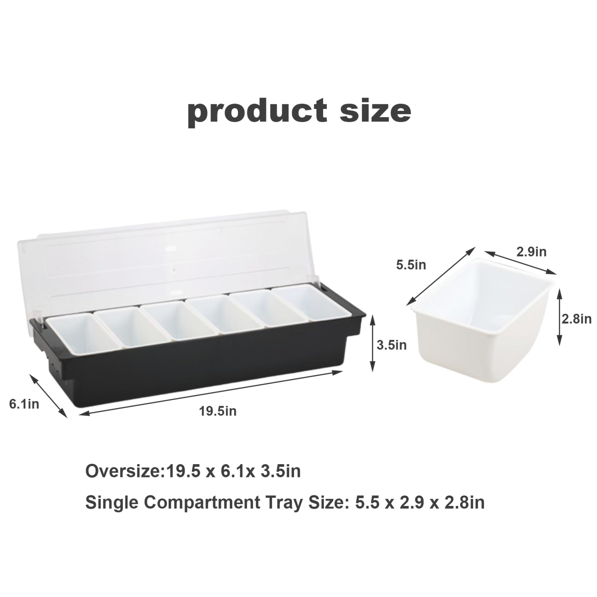 Soporte de condimentos con 6 compartimentos desmontables Ingredientes de plástico Dispensador de condimentos con tapa Estación de pizzería enfriada con hielo para el hogar para el hogar, restaurante