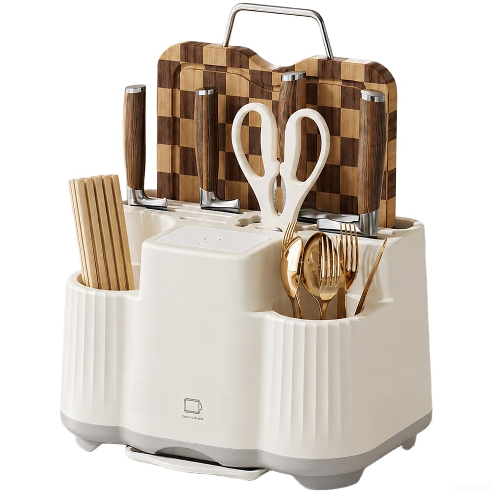 Organizador Utensilios Cocina con Tabla Cortar Drenaje(Gray)