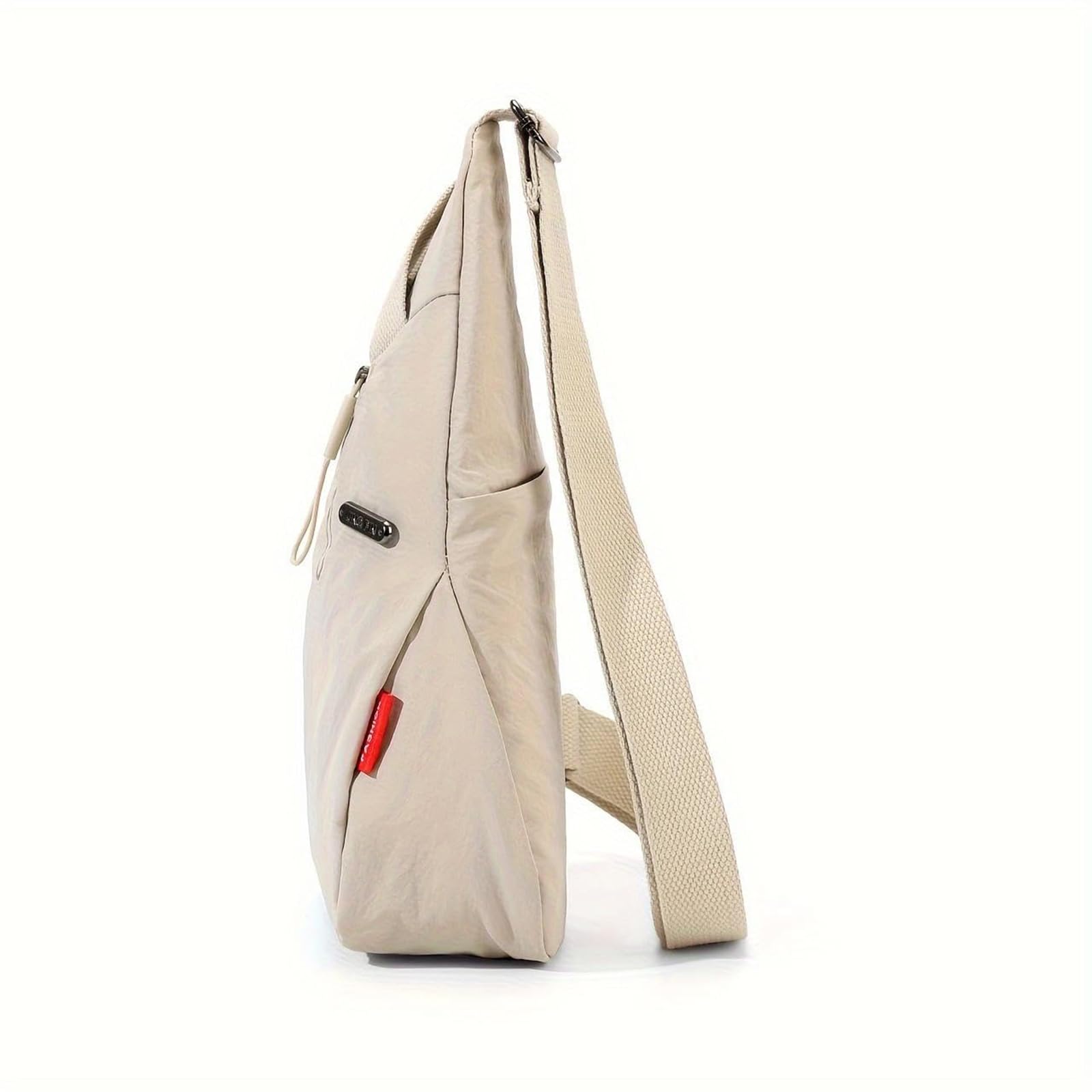 Pmeixcy Chest Bag for Men, Shoulder Sling Bag, Shoulder Bag Men, with Main Compartment and Hidden Pocket Lightweight Washed Nylon Crossbody Bag for Daily Commute Hiking Work 32cm x 19cm x 8cm Beige 4
