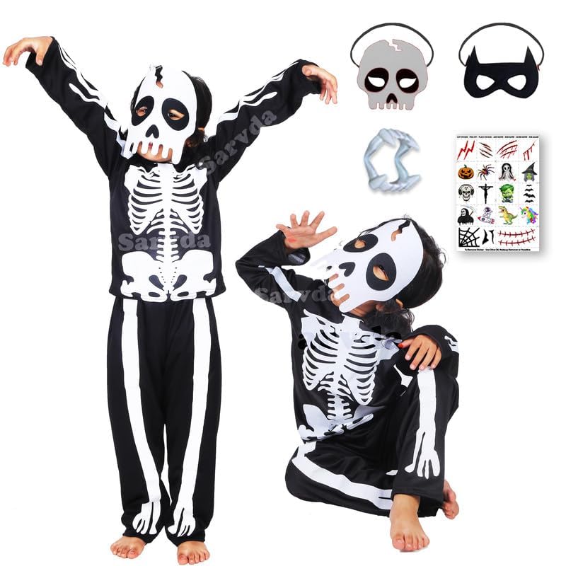 Image of Sarvda Halloween Dress | Costume and Accessories | For Girls and Boys | Haunted Horror Theme Party Vampire Witch Ghost Skeleton Draculla Pumpkin Scary Cosplay Dress