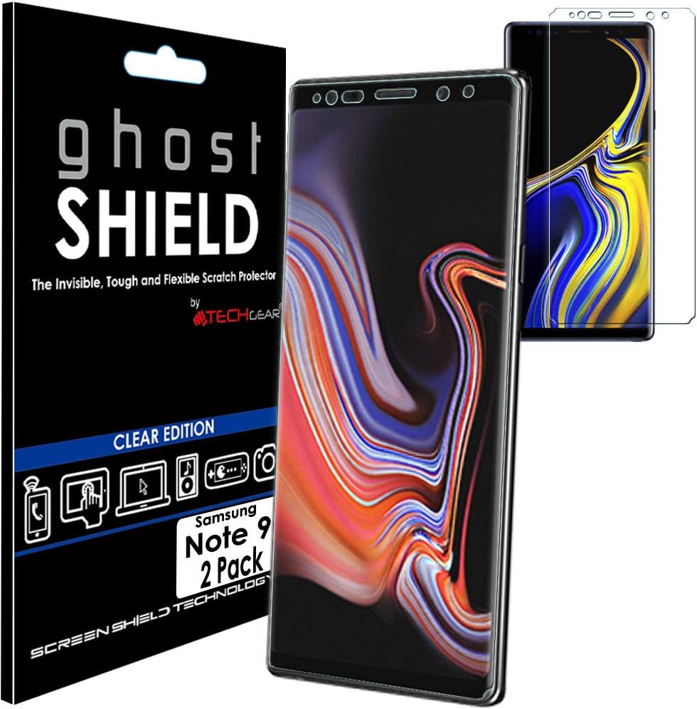TECHGEAR [2 Pack] Screen Protectors to fit Samsung Galaxy Note 9 [ghostSHIELD Edition] Genuine Reinforced Flexible TPU Screen Protector Guard Covers with Full Screen Coverage inc Curved Screen