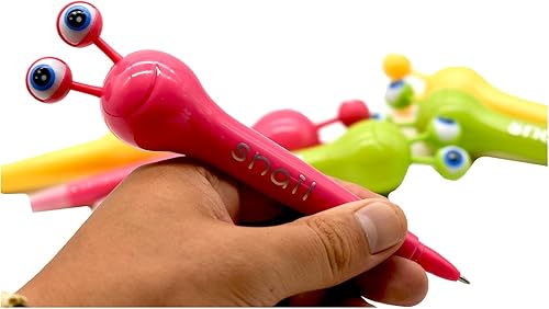 Miniatura 2 de Lopenle 6 bolígrafos adorables de caracol, bolígrafos con forma de caracol, bolígrafos novedosos de animales, tinta negra con 6 recambios para