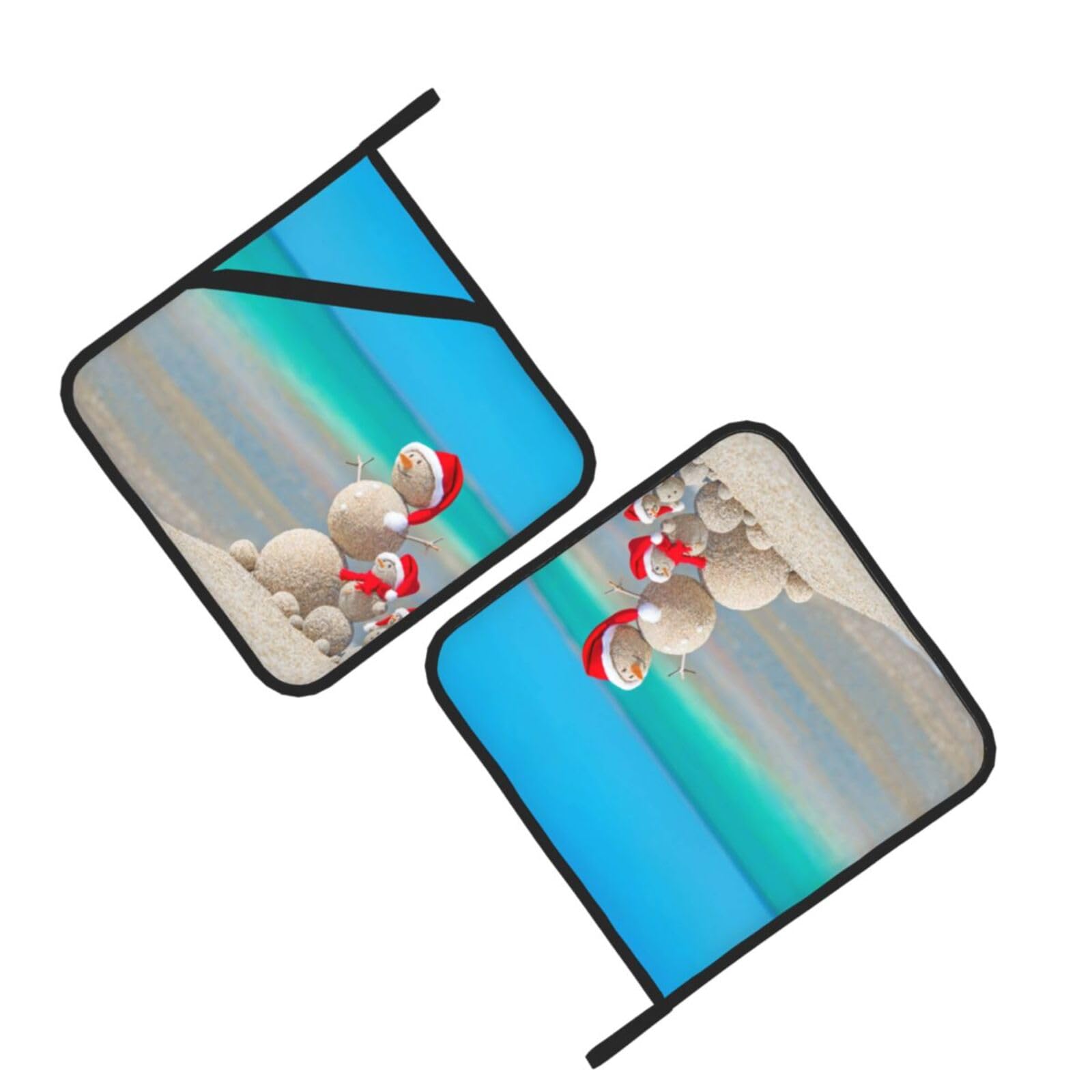 Snowman Seashells Sandy Beach Printed Oven Pot Holders Set of 2 Pcs Heat Resistant Kitchen Microwave Potholders for Cooking Baking Grilling