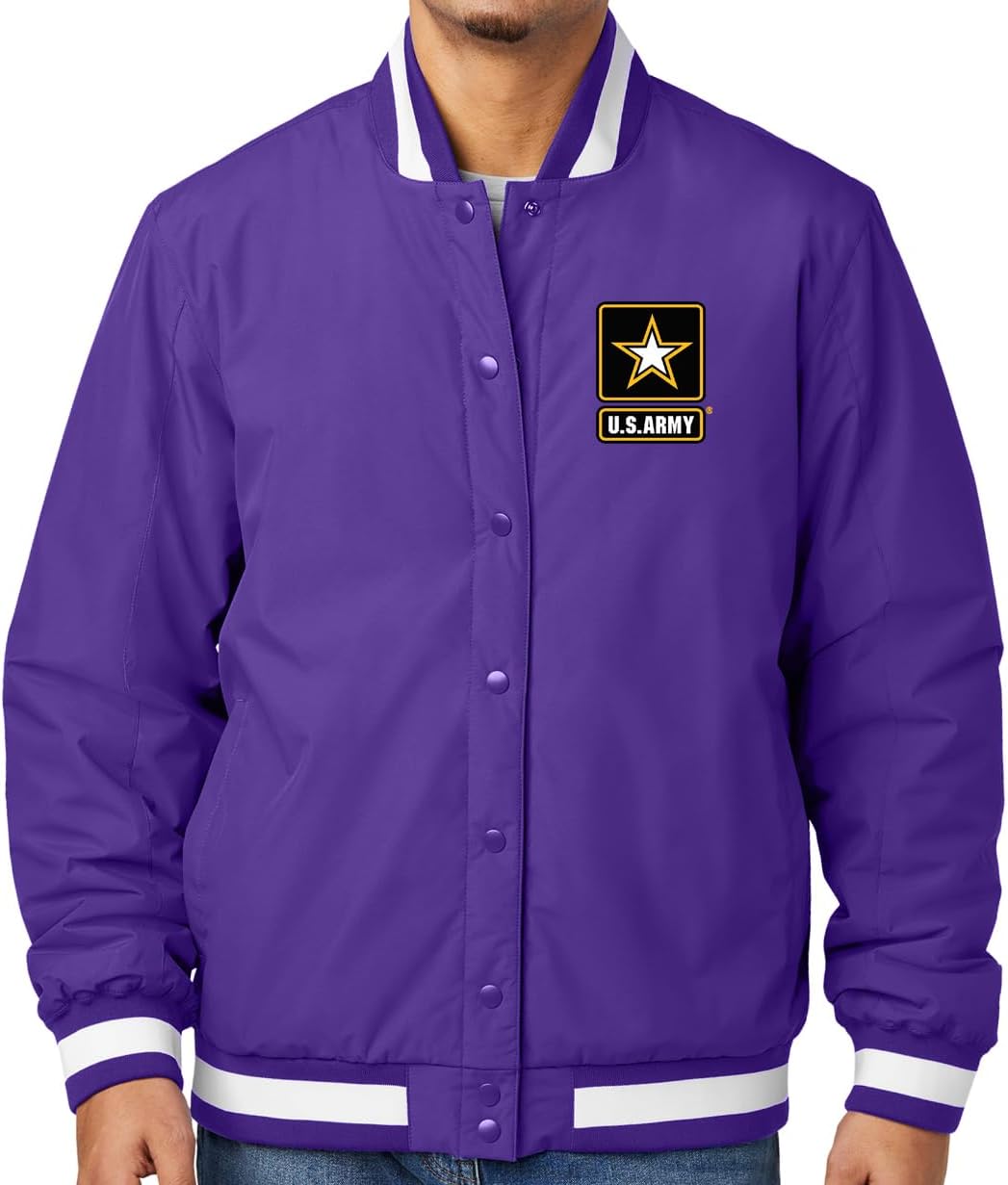 Buy Cool Shirts Men's Retro-Style Army Logo Water Resistant Varsity Jacket