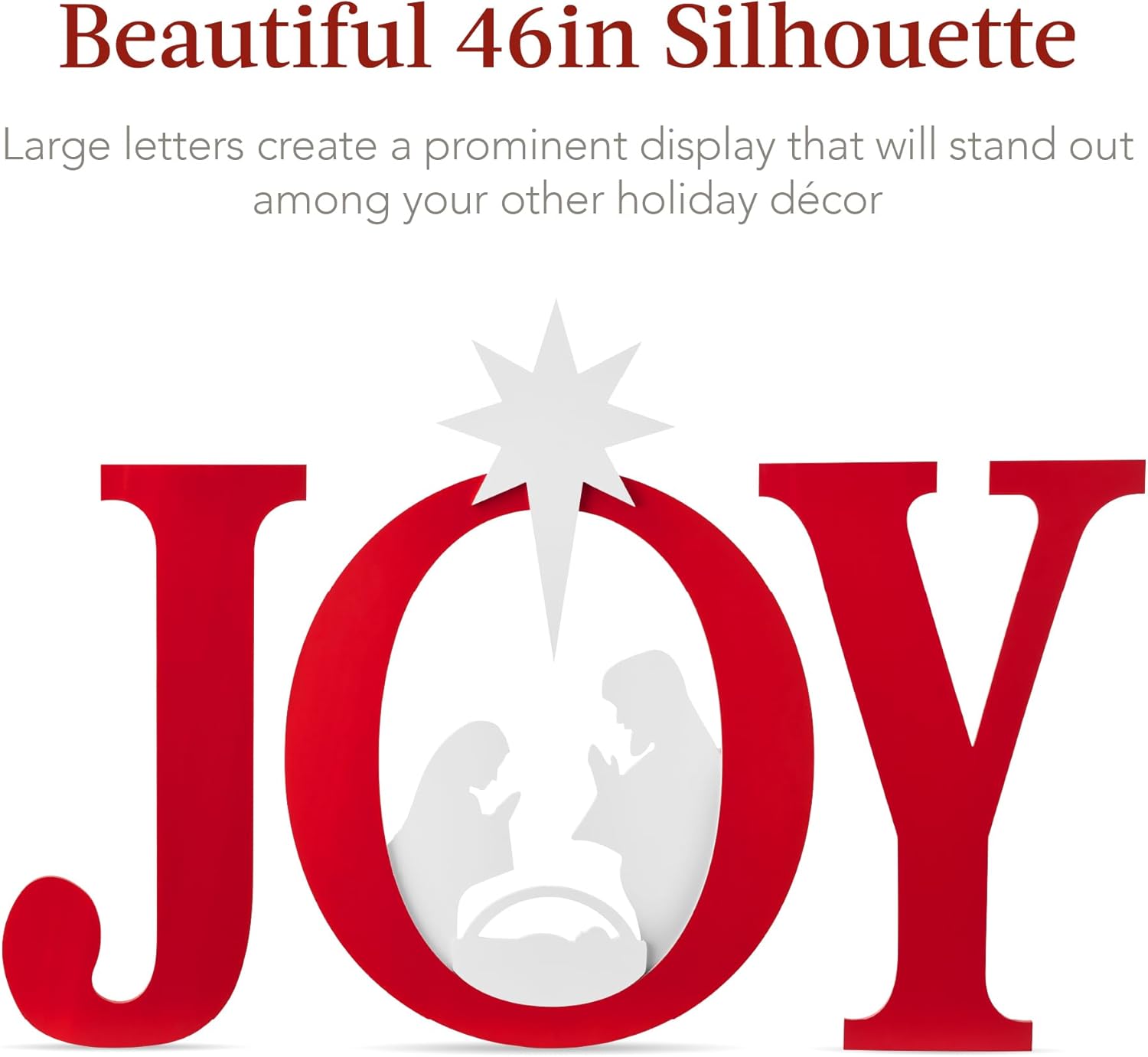 Best Choice Products 46in Outdoor JOY Christmas Nativity Decoration, 3 Piece Yard Decor Sign Holy Weather Resistant PVC Silhouette for Garden - Red/White
