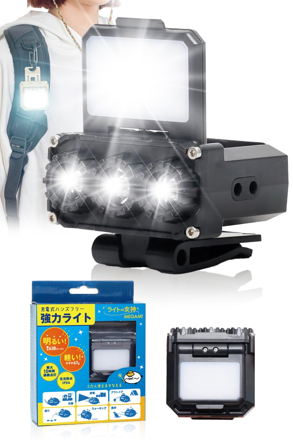 値下げ MINI SONAR製ヘッドライト LEDリング付き　難有り商品 Amazon.co.jp: （MEGAMI） ライトの女神 ヘッドライト ミニ ledライト