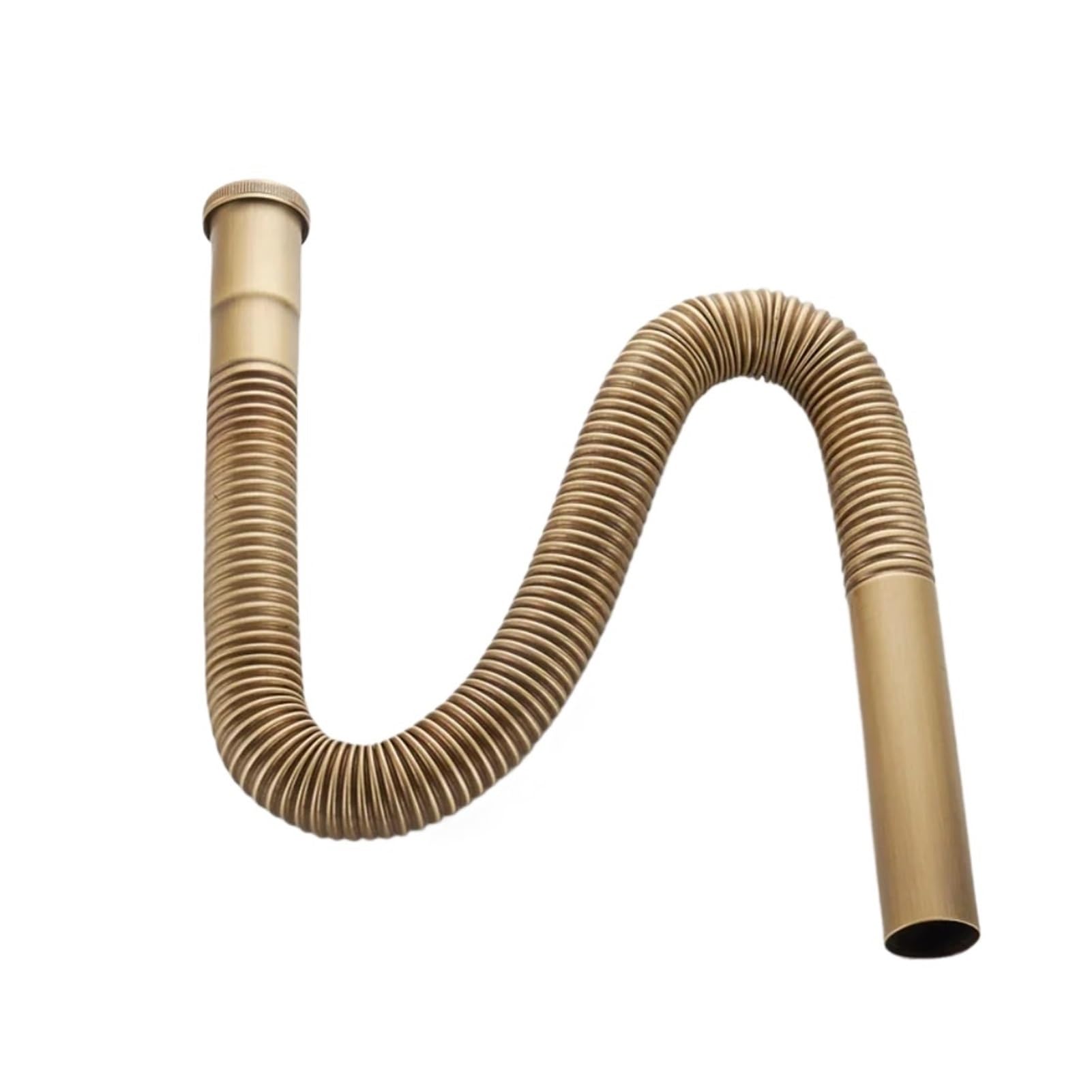 Manguera de latón Sifón Desagüe flexible for fregadero Baño Cocina Lavabo Tubo agua Juego desagüe Accesorios for bañera(Silver)